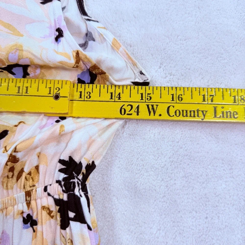O'Neill Women Floral Twist Back Cutout Maxi Dress Yellow Lavender Black Medium‎
